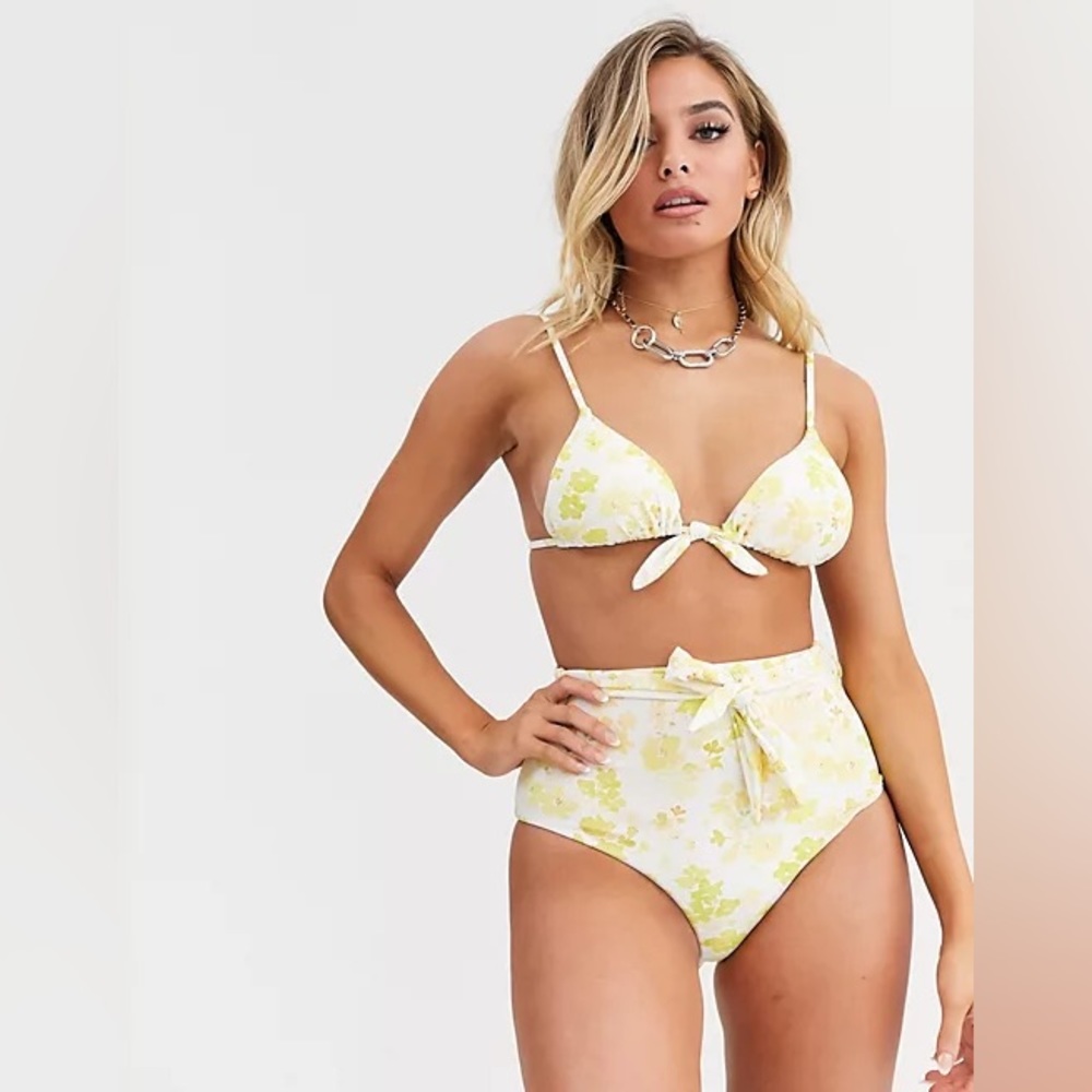 Charlie Holiday white and yellow floral bikini